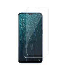 2 Pack Tempered Glass Screen Protectors for OPPO A7N- Clear view of protectors on phone screen