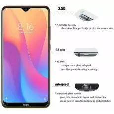 Tempered glass screen protector for Huawei Enjoy 10s smartphone with 2.5D curved edges, 0.3mm ultra-thin design, and 99.99% transparency for high clarity. Features waterproof protection.