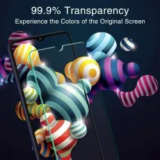 Samsung A03 screen protector with 99.9% transparency, preserving original screen colors and clarity