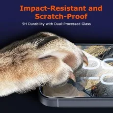 Scratch-resistant screen protector being tested with an animal claw on a smartphone display.