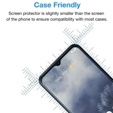 Case-friendly Nokia G60 screen protector, slightly smaller for compatibility with most phone cases.