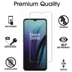 OnePlus Nord N20 SE tempered glass screen protector with 9H hardness, high transparency, and zero bubbles.