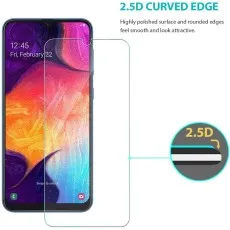 Samsung Galaxy A70 screen protector with 2.5D curved edges for smooth touch and enhanced durability.