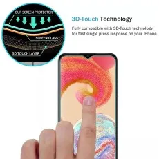 Samsung Galaxy M04 with a 3D-Touch compatible screen protector, ensuring fast touch response.