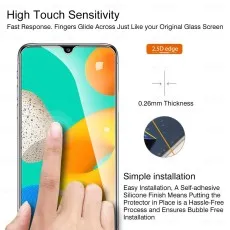 Samsung Galaxy A32 5G screen protector – high touch sensitivity, 2.5D edge, 0.26mm ultra-thin design, and bubble-free installation.