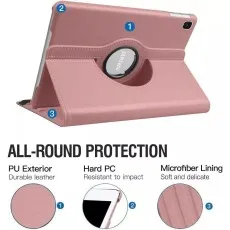 Samsung Galaxy Tab A9 Plus 11'' 2023 leather case showcasing the elastic band closure for secure transport