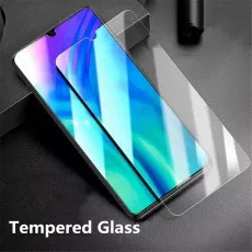 Smartphone with a tempered glass screen protector and Tempered Glass text