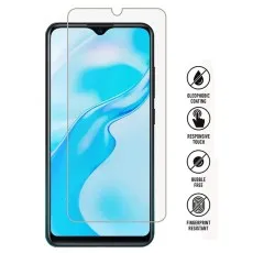 Vivo Y31 with a tempered glass screen protector, featuring a notch cutout and anti-fingerprint, bubble-free design