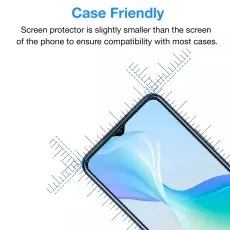 Vivo Y01 case-friendly tempered glass, designed for compatibility with most phone cases