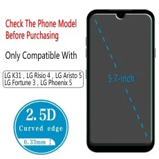 Smartphone diagram showing a 5.7-inch display and a 0.33mm thick 2.5D curved-edge screen protector for Vivo devices.