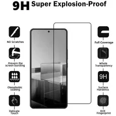 Asus Zenfone 11 Ultra with 9H tempered glass screen protector, offering full coverage, scratch resistance, and anti-fingerprint.