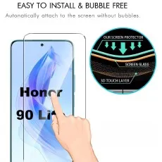 Bubble-free tempered glass screen protector for Honor 90 Lite – ultra-clear, scratch-resistant, and 3D touch-compatible for smooth, effortless installation.