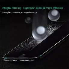 glass screen protector demonstrating explosion-proof and impact-resistant features with falling sphere
