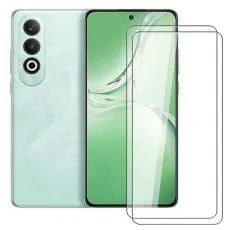 Oppo K12 in light green with two clear screen protectors beside it, showcasing the phone's design and screen protection.