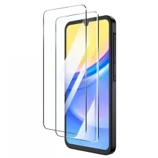 A Samsung Galaxy A16 5G phone with two screen protectors next to it