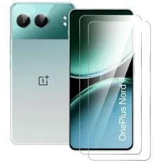 Light green OnePlus Nord 4 with two clear screen protectors. Screen displays OnePlus Nord 4.