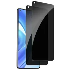 Oppo A53 phone with two black screen protectors next to it. One protector is partially overlapping the phone screen.