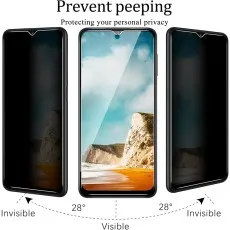 Privacy screen demo. Center view clear, angled views blacked out. Prevent peeping.