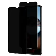 Two black privacy screen protectors next to a Samsung Galaxy M31 Prime