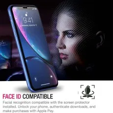 Face ID compatible screen protector for Vivo Y3. Woman's face scan shown