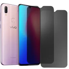 Privacy screen protectors for a Vivo Z3 shown with the phone. Two protectors included