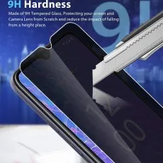 9H hardness tempered glass screen protector being tested with a utility knife, showing its scratch resistance