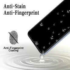 Anti-stain, anti-fingerprint screen protector with a hydrophobic coating, shown repelling water droplets