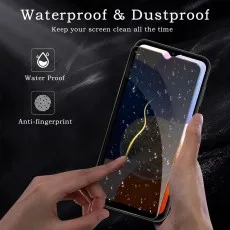 Infinix Hot 8 phone screen shown with waterproof coating and touch sensitivity.