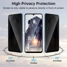 visible at 90°, invisible at 28° side angles. Shows astronaut wallpaper.