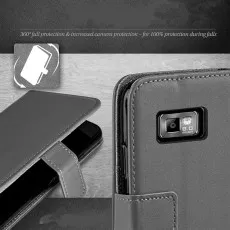 Samsung Galaxy S2 (2011) Leather Wallet Case - Flip Stand Book Cover