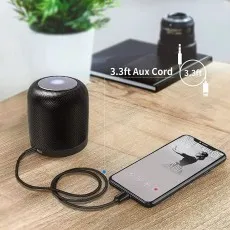 iPhone Aux Cable UK 1 Metre - 3.5mm Aux In Cord for Car, Headphones & Speakers (Black)