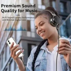 iPhone Aux Cable UK 1 Metre - 3.5mm Aux In Cord for Car, Headphones & Speakers (Black)