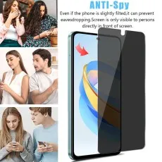 visible only directly in front. Collage shows people trying to view others' phones.