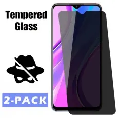 Two-pack privacy tempered . One applied to phone, one beside. No peeking icon.