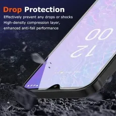 Realme C12 Illustration of a phone with a protective screen, featuring enhanced anti-fall performance.
