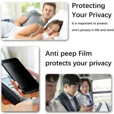 Demonstrating anti-peeping technology for Realme C15 Qualcomm Edition screen protector in public transport.