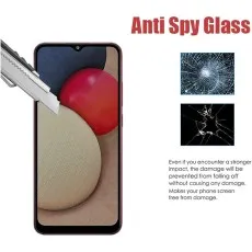 Anti-spy glass on a Samsung Galaxy A02s, demonstrating screen protection and durability