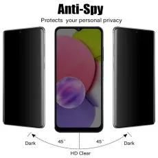Anti-spy privacy screen protector for Samsung A03s, clear at 0°, dark at 45°