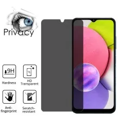 Privacy screen protector for Samsung A03s, 9H hardness, HD transparent, anti-fingerprint