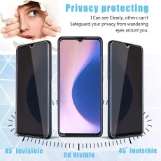 Tecno Spark 8 displaying full visibility at 90 degrees and hidden view at 45 degrees.