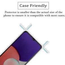 Case Friendly screen protector, designed to be smaller than the phone's screen