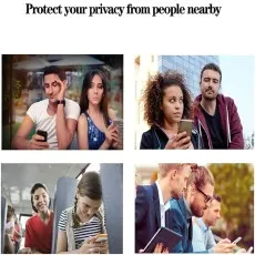 Multiple images showing people looking at others' phones, illustrating privacy protection