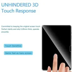llustration of unhindered 3D touch response for Samsung Galaxy Tab S10 Plus screen protector, highlighting 0.26mm thin design with high touch sensitivity