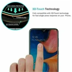 A smartphone screen with 3D-Touch technology and screen protector layers