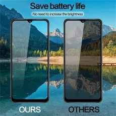 Phone screens 'Ours' clear, 'Others' dark. Save battery life