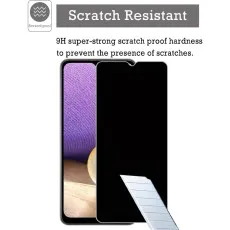 A phone screen protector is shown next to a dark screen, emphasizing its 9H scratch-resistant properties