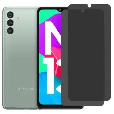 Samsung Galaxy M13 phone with two privacy screen protectors