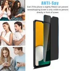 Anti-spy screen protector on a phone, showing a limited viewing angle from the front