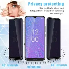 Privacy+ screen protector benefits shown on Huawei nova Y90 compared to older models.