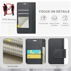 Samsung Galaxy S21 FE Wallet Case with RFID Blocking – PU Leather Flip Folio, Card Holder, Shockproof Magnetic Cover for Men & Women